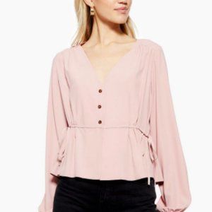 TOPSHOP Ella side tie blush blouse
